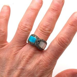 Turquoise Mother of Pearl Statement Ring